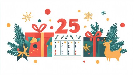 Christmas Day 25 Calendar Vector Isolated Illustration