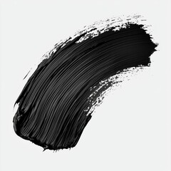 Isolated stroke of black oil paint on white background. Photorealistic volumetric stroke of black paint. Design element, background, backdrop