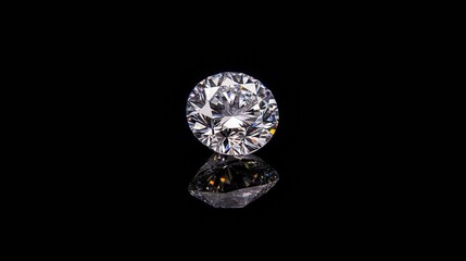 Isolated Diamond on Black Background, Round Brilliant Cut, Jewelry and Luxury Concept Generative AI