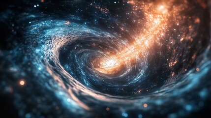 Obraz premium Stunning cosmic vortex in galactic spiral formation, featuring vibrant nebulae and interstellar clouds in a deep space setting