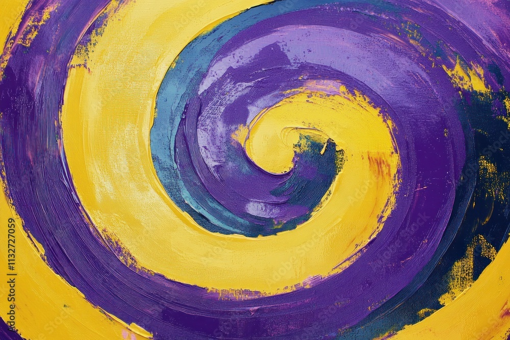 Aufkleber vibrant swirling patterns in purple and yellow paint creating a dynamic visual effect suitable for a