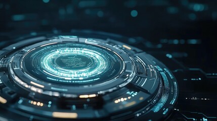 Advanced digital protection concept featuring a high-tech security shield illuminated by cyber connections on a deep blue background