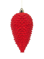 Red Christmas cone bauble isolated on white background