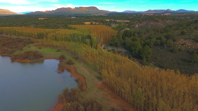 Aerial view of the Camarillas reservoir in Hell&iacute;n, province of Albacete, Spain