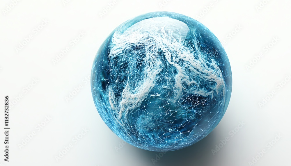 Poster digital earth with glowing data streams and interconnected nodes, symbolizing global unity and digit