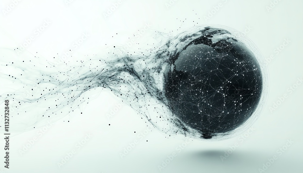 Poster digital earth with glowing data streams and interconnected nodes, symbolizing global unity and digit