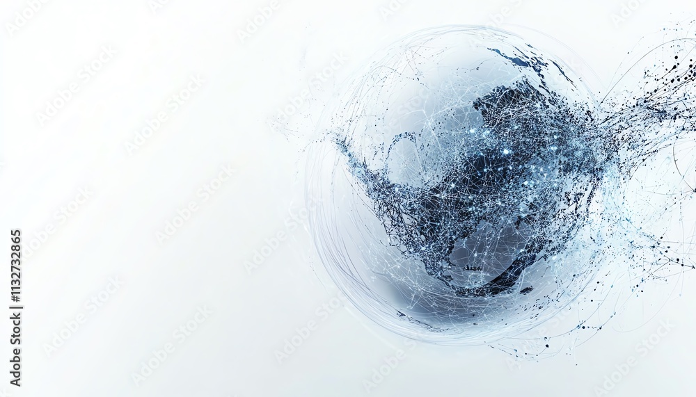 Poster digital earth with glowing data streams and interconnected nodes, symbolizing global unity and digit