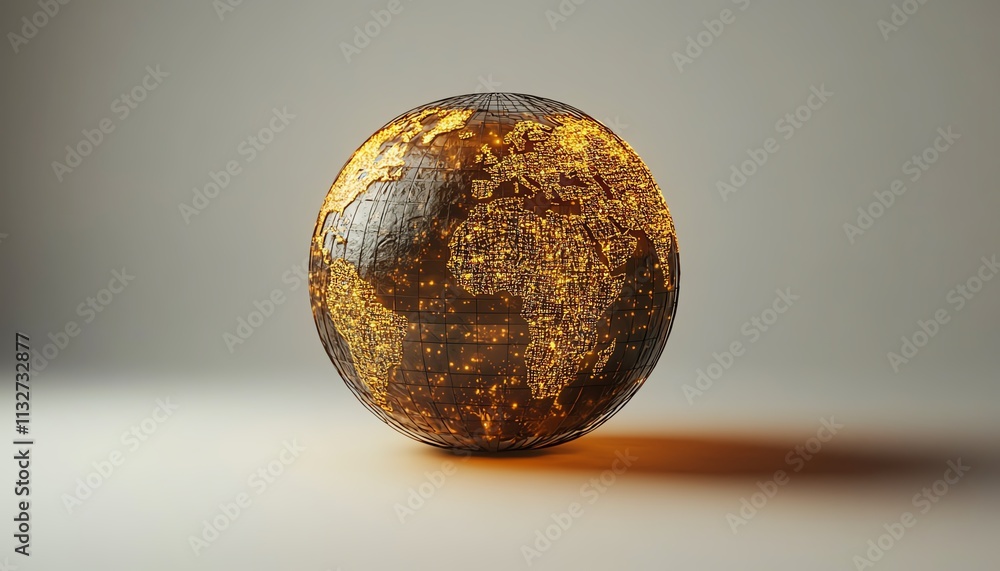 Poster digital earth with glowing lights and data connections, symbolizing the global interconnectedness an