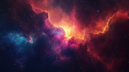 Obraz premium Breathtaking cosmic display of vibrant nebula clouds with rich colors and sparkling stars in deep space background – stunning interstellar phenomenon of galactic dust and light in the universe