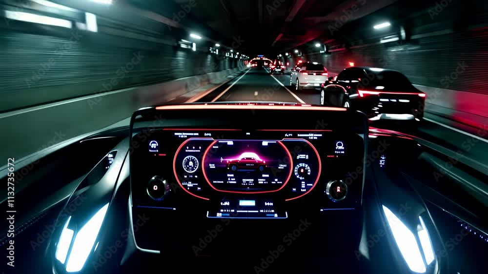 Aufkleber experience a thrilling drive through a tunnel at night with stunning dashboard visuals