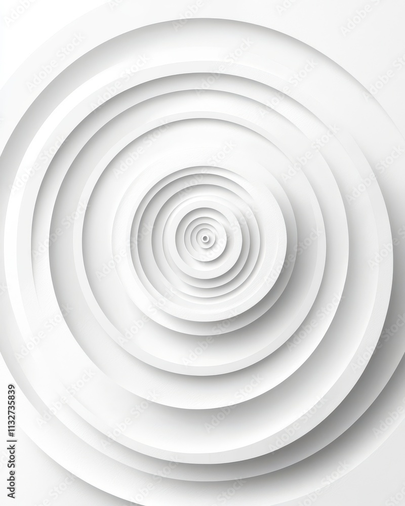 Poster an abstract composition of layered white circles, creating a sense of depth and tranquility.