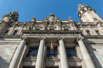 Old beautiful vintage architecture post office building in Barcelona, ​​Spain