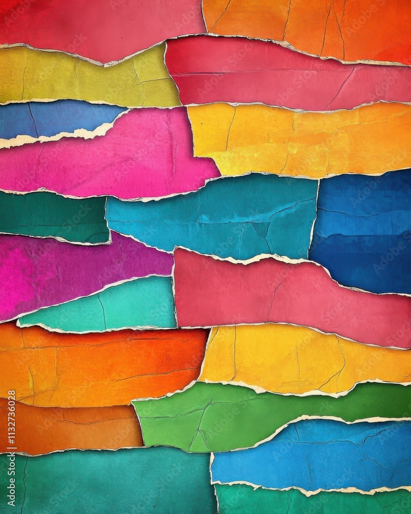 Aufkleber vibrant abstract background with colorful torn paper strips creating a dynamic and textured visual i