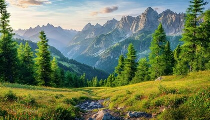 Obraz premium Summer tourism through the mountain pass