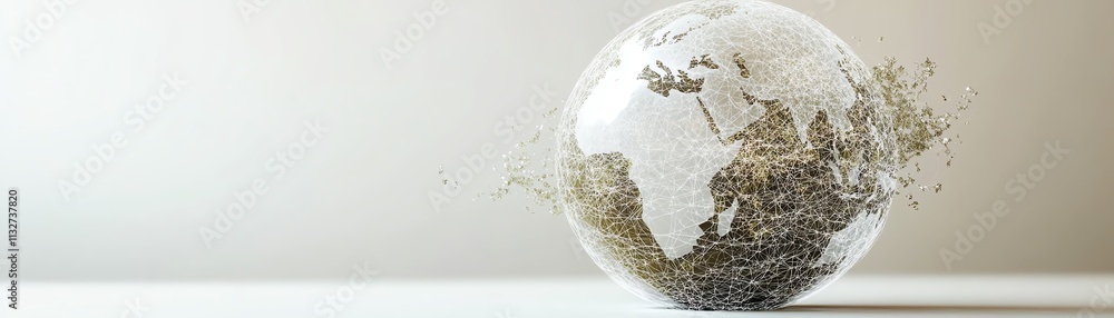 Poster 3d digital earth with a network of glowing connections and data points, symbolizing global technolog