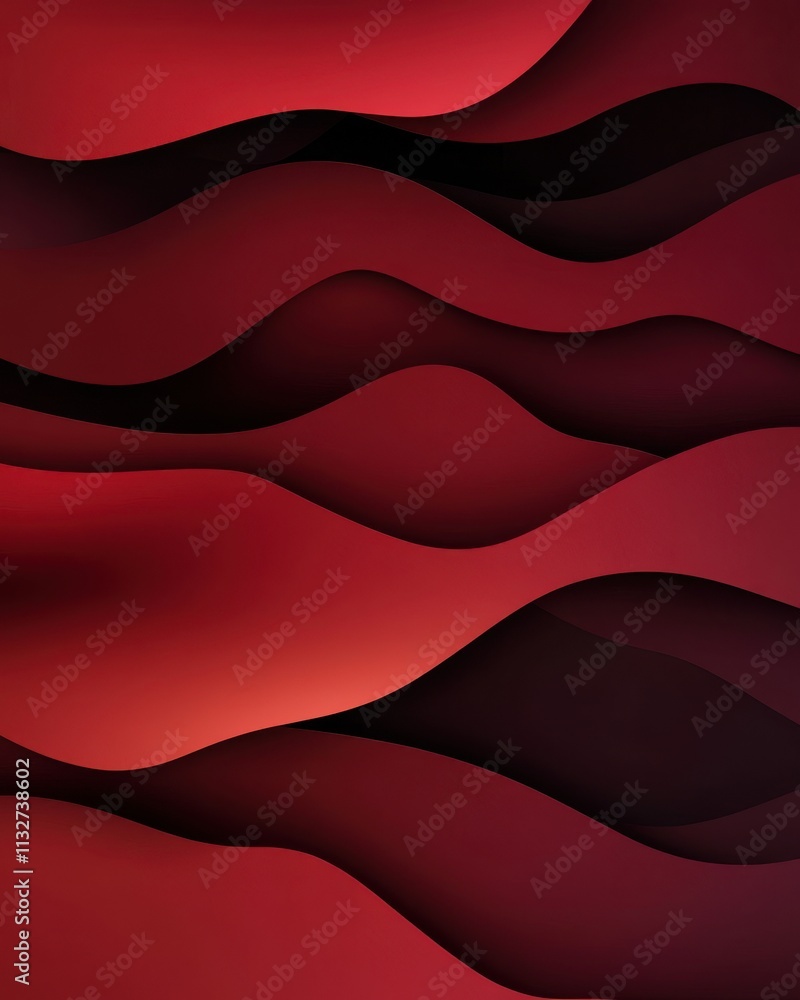 Poster a mesmerizing abstract design featuring flowing red and black waves, creating a sense of depth and m