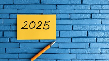 Fototapeta premium A bright yellow note with 