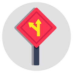 A flat design icon of two Way Intersection