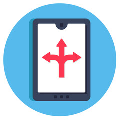 Obraz premium A trendy design icon of mobile Three Way Intersection