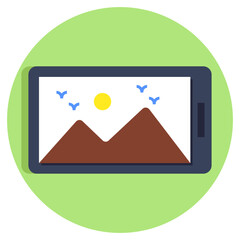 A flat design icon of mobile photo