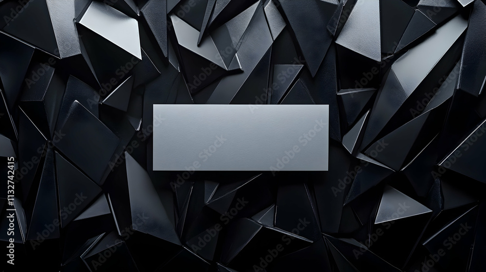 Poster dark geometric background with blank rectangle.