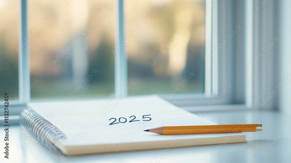 Poster a calm scene featuring a notepad with the date 