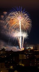 Firework celebration for New years eve at Copacabana Beach 
