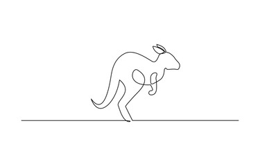 Fototapeta premium Continuous single line sketch drawing of kangaroo australia endemic animal mammal, Continuous Line Drawing of a Kangaroo Hopping, Continuous one simple single abstract line drawing of kangaroo icon.