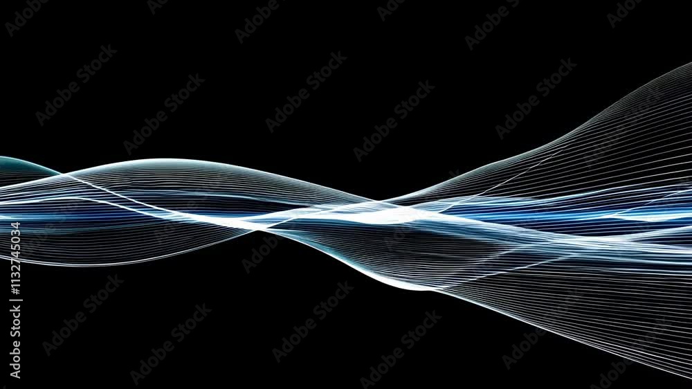 Poster visual representation of wave patterns created by light and sound in a dark environment showcasing e