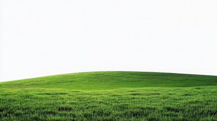 Obraz premium Lush Green Pastures on a Hill with Vibrant Grass Growing Under Clear Blue Sky Nature Landscape Photography for Commercial Use