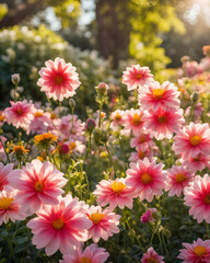 Fototapeta premium fall wedding flowers, autumn floral arrangement, morning-flower-garden, pink wedding flowers, blush pink florals, cozy floral inspiration, burgundy and pink bouquet, pink and orange arrangement, pampa