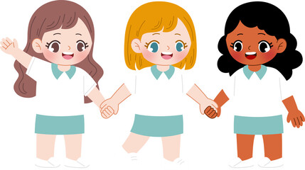 Fototapeta premium kids holding hands in diversity