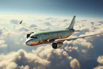 Fototapeta premium the plane flies above the clouds, 