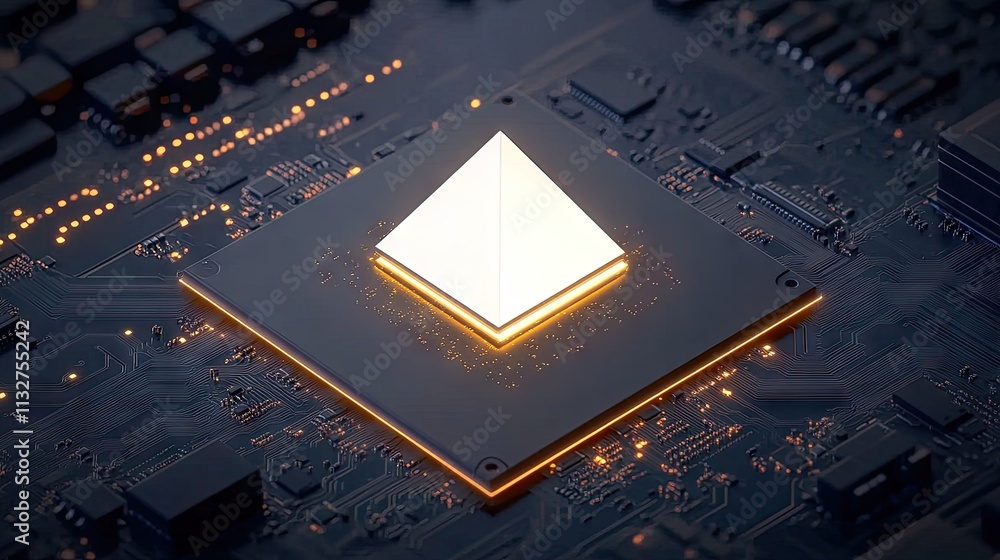 Aufkleber a glowing ai microchip on a high-tech circuit board, symbolizing artificial intelligence advancement