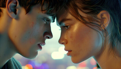 Fototapeta premium Close-up Portrait of Young Man and Woman