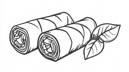 Tasty Spring Roll Outline Icon for Culinary Designs