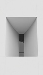 Fototapeta premium A striking black and white image of a modern building with a minimalist design, showcasing geometric shapes and clean lines.