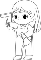 Fototapeta premium cute cleaning service outline printable coloring page