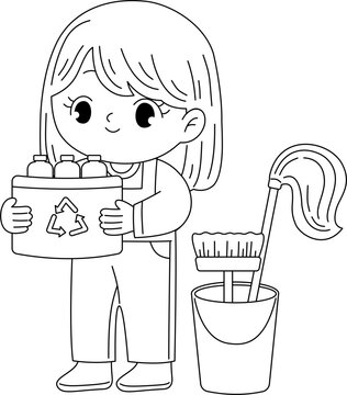 recommend clip art: cute cleaning service outline printable coloring page