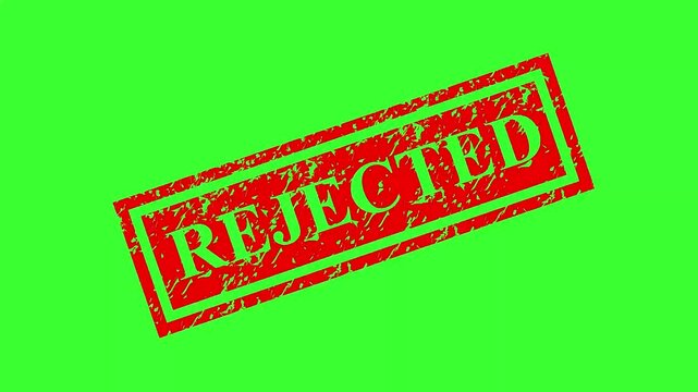 reject declined not approved red stamp animation with green screen