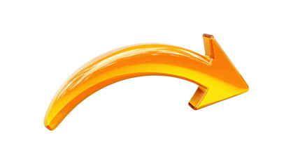 Shiny Orange Curved Arrow Graphic for Dynamic Visual Direction isolated on transparent background	