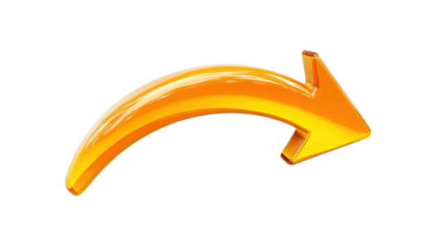 Shiny Orange Curved Arrow Graphic for Dynamic Visual Direction isolated on transparent background - Powered by Adobe