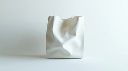 Fototapeta premium A sleek and minimal 3D paper bag with clean folds and smooth edges, isolated on a bright white background