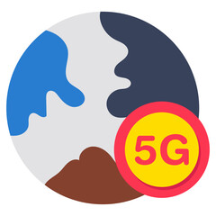 A colored design icon of global 5g