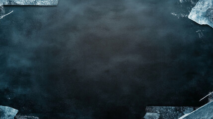 Background with textured dark backdrop and ice edge accents for design and presentation