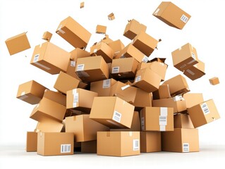 Fototapeta premium Pile of Cardboard Boxes Falling