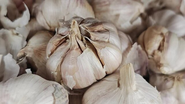 Dried garlic in the market