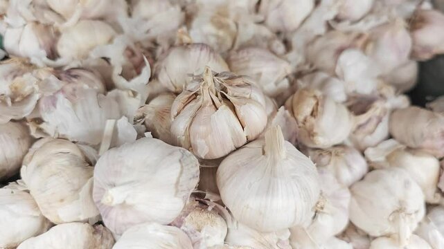 Dried garlic in the market