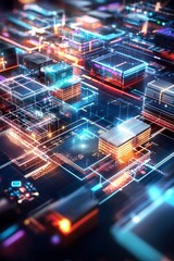 Obraz premium Futuristic Digital Cityscape.