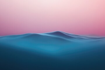 Fototapeta premium A serene view of gentle ocean waves beneath a calming pink and blue sky. The peaceful gradient transitions convey a sense of tranquility and endless horizon.